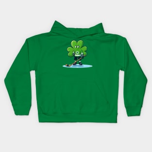 St Patrick's Day Irish Shamrock Ice Hockey Player Kids Hoodie